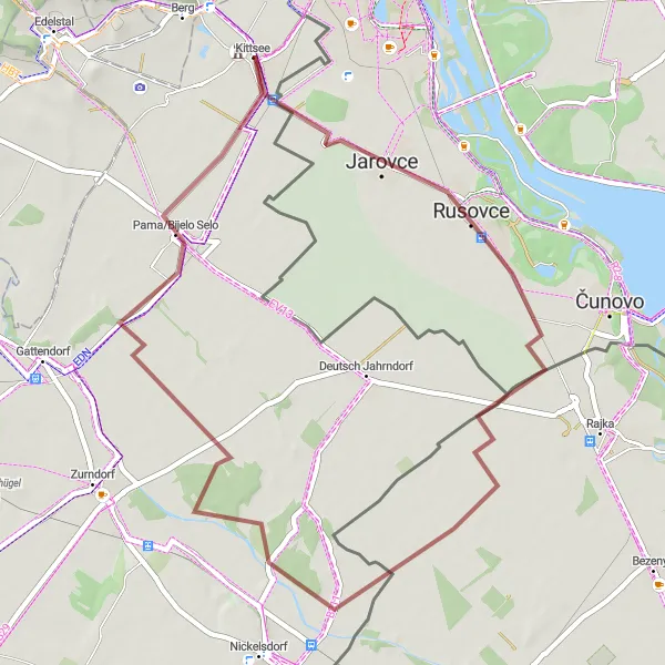 Map miniature of "Jarovce Loop Challenge" cycling inspiration in Burgenland, Austria. Generated by Tarmacs.app cycling route planner