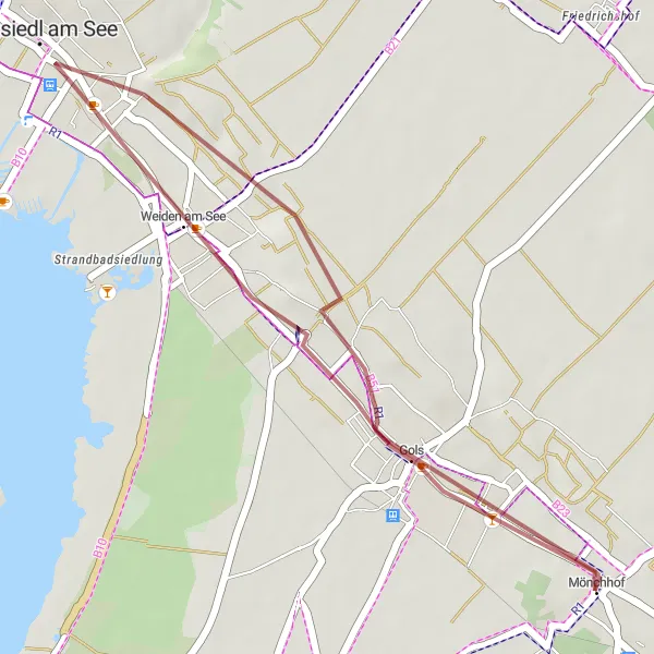 Miniatura mapy "Krótka trasa gravelowa przez Neusiedl am See" - trasy rowerowej w Burgenland, Austria. Wygenerowane przez planer tras rowerowych Tarmacs.app