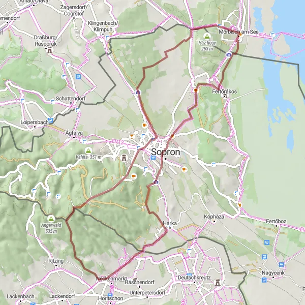 Map miniature of "Gravel with Historic Charm" cycling inspiration in Burgenland, Austria. Generated by Tarmacs.app cycling route planner