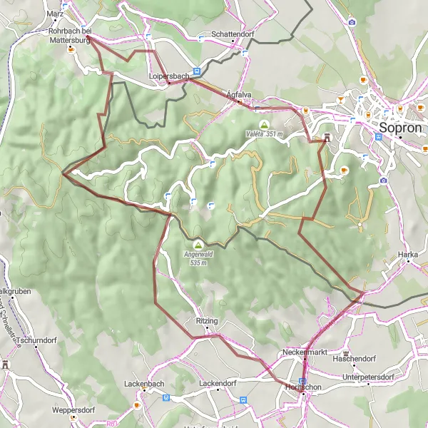 Kartminiatyr av "Neckenmarkt - Neckenmarkt Grusveisykkelrute" sykkelinspirasjon i Burgenland, Austria. Generert av Tarmacs.app sykkelrutoplanlegger