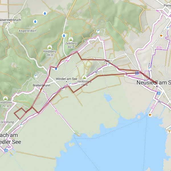 Map miniature of "The Gravel Escape" cycling inspiration in Burgenland, Austria. Generated by Tarmacs.app cycling route planner