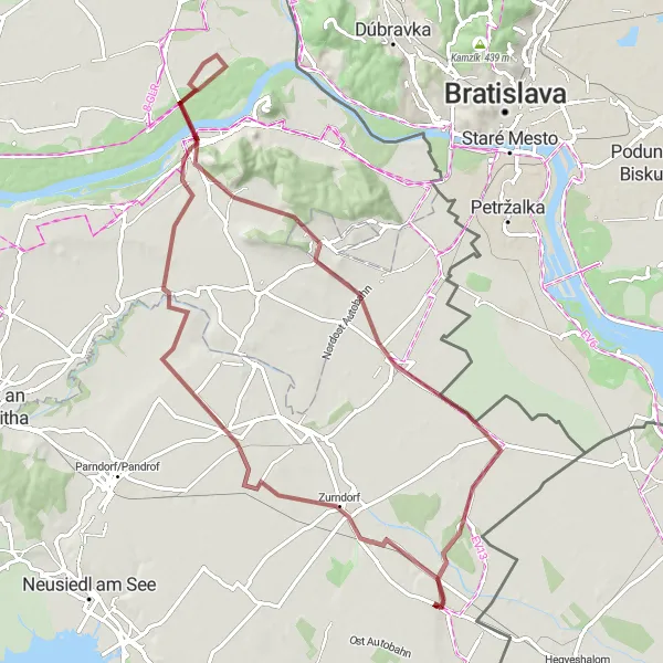 Miniaturní mapa "Trasa okružní cesty od Nickelsdorfu" inspirace pro cyklisty v oblasti Burgenland, Austria. Vytvořeno pomocí plánovače tras Tarmacs.app