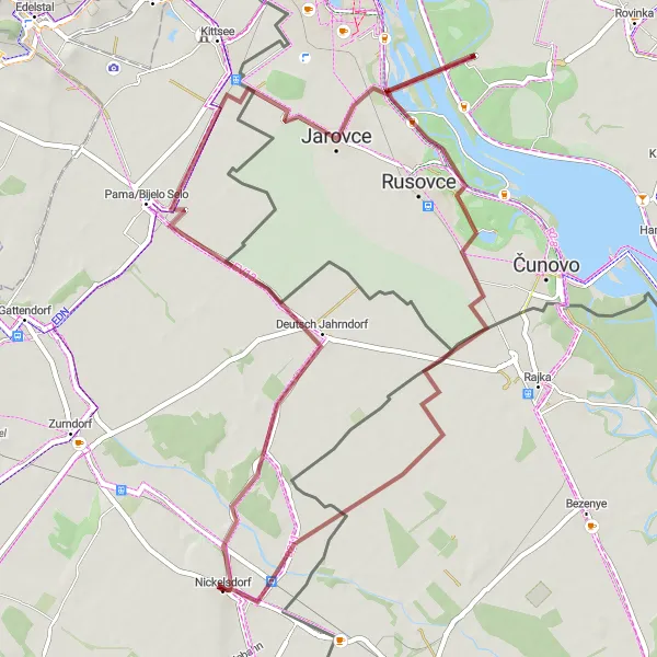 Miniatura mapy "Malownicza trasa gravel z Nickelsdorf" - trasy rowerowej w Burgenland, Austria. Wygenerowane przez planer tras rowerowych Tarmacs.app