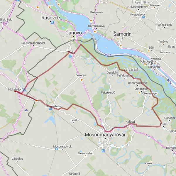 Miniaturní mapa "Gravelová trasa kolem Nickelsdorfu" inspirace pro cyklisty v oblasti Burgenland, Austria. Vytvořeno pomocí plánovače tras Tarmacs.app