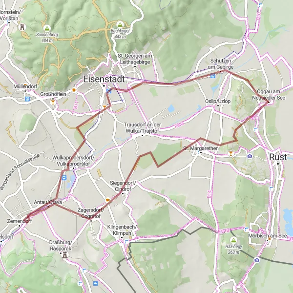 Kartminiatyr av "Kogel und Eisenstadt Grusväg" cykelinspiration i Burgenland, Austria. Genererad av Tarmacs.app cykelruttplanerare