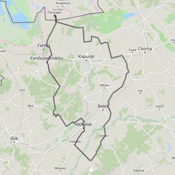 Miniatura mapy "Trasa w kierunku Tőzeggyármajor" - trasy rowerowej w Burgenland, Austria. Wygenerowane przez planer tras rowerowych Tarmacs.app