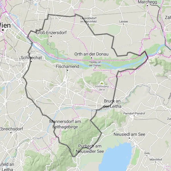 Miniatuurkaart van de fietsinspiratie "Epische wegtour door de regio" in Burgenland, Austria. Gemaakt door de Tarmacs.app fietsrouteplanner