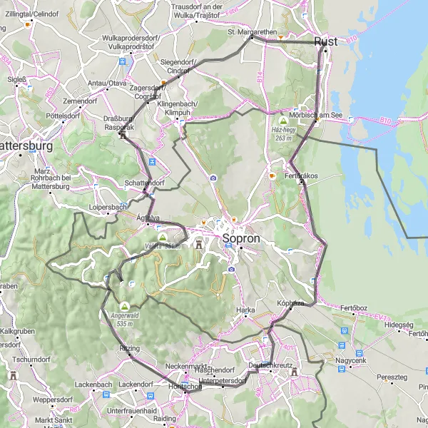 Miniatuurkaart van de fietsinspiratie "Cultuur en natuur rondom de Neusiedler See" in Burgenland, Austria. Gemaakt door de Tarmacs.app fietsrouteplanner