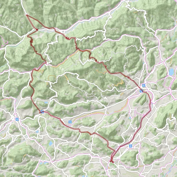 Miniature de la carte de l'inspiration cycliste "Aventures dans les Collines du Glödnitz" dans la Kärnten, Austria. Générée par le planificateur d'itinéraire cycliste Tarmacs.app