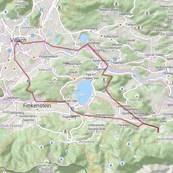 Map miniature of "Auen - St. Magdalen - Lind - Auen" cycling inspiration in Kärnten, Austria. Generated by Tarmacs.app cycling route planner