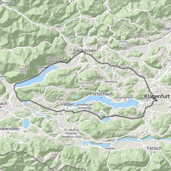 Miniatua del mapa de inspiración ciclista "Excursión a St.Egyd Panorama View" en Kärnten, Austria. Generado por Tarmacs.app planificador de rutas ciclistas