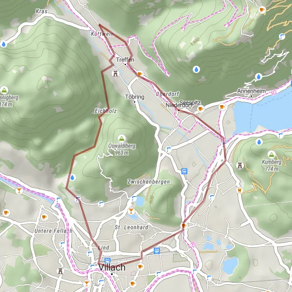 Miniatura della mappa di ispirazione al ciclismo "Percorso in bicicletta di 19 km con 330 m di dislivello vicino a Seebach" nella regione di Kärnten, Austria. Generata da Tarmacs.app, pianificatore di rotte ciclistiche