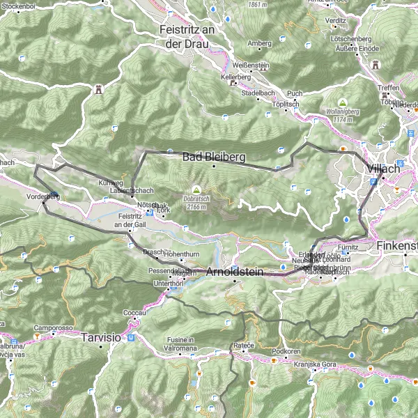 Miniatuurkaart van de fietsinspiratie "Wegroute van St. Agathen und Perau naar Storfhöhe" in Kärnten, Austria. Gemaakt door de Tarmacs.app fietsrouteplanner