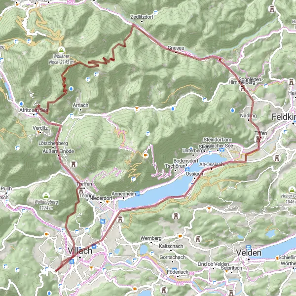 Miniatuurkaart van de fietsinspiratie "Ultieme uitdaging in de bergen" in Kärnten, Austria. Gemaakt door de Tarmacs.app fietsrouteplanner