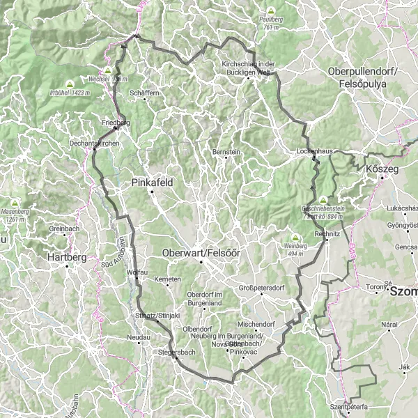 Kartminiatyr av "Utforska Burgenland på cykeltur" cykelinspiration i Niederösterreich, Austria. Genererad av Tarmacs.app cykelruttplanerare