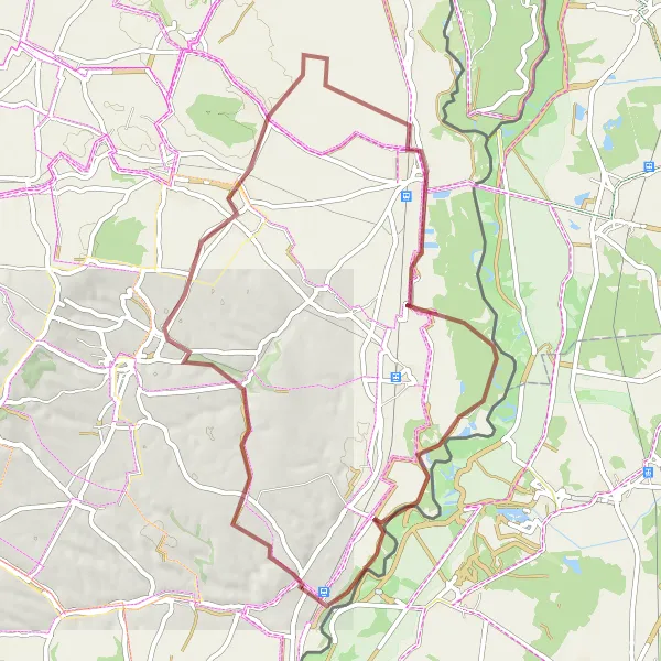 Map miniature of "Gravel Adventure around Dürnkrut" cycling inspiration in Niederösterreich, Austria. Generated by Tarmacs.app cycling route planner