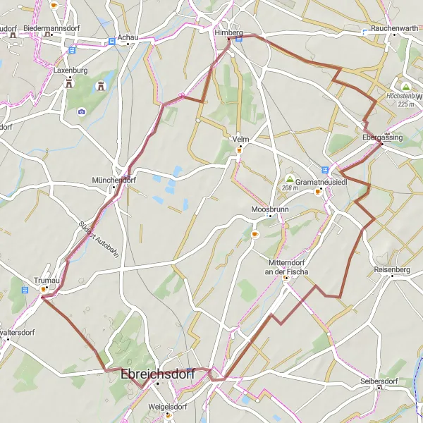 Miniatuurkaart van de fietsinspiratie "Cycling Avontuur door Gravelwegen" in Niederösterreich, Austria. Gemaakt door de Tarmacs.app fietsrouteplanner