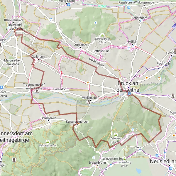 Map miniature of "The Gravel Adventure" cycling inspiration in Niederösterreich, Austria. Generated by Tarmacs.app cycling route planner