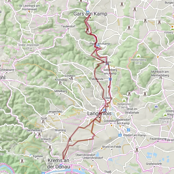 Miniaturekort af cykelinspirationen "Hamerlingwarte og Mollands Grusvej Rundtur" i Niederösterreich, Austria. Genereret af Tarmacs.app cykelruteplanlægger