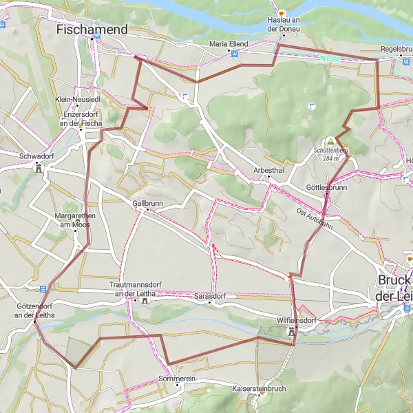 Map miniature of "Gravel Adventure" cycling inspiration in Niederösterreich, Austria. Generated by Tarmacs.app cycling route planner