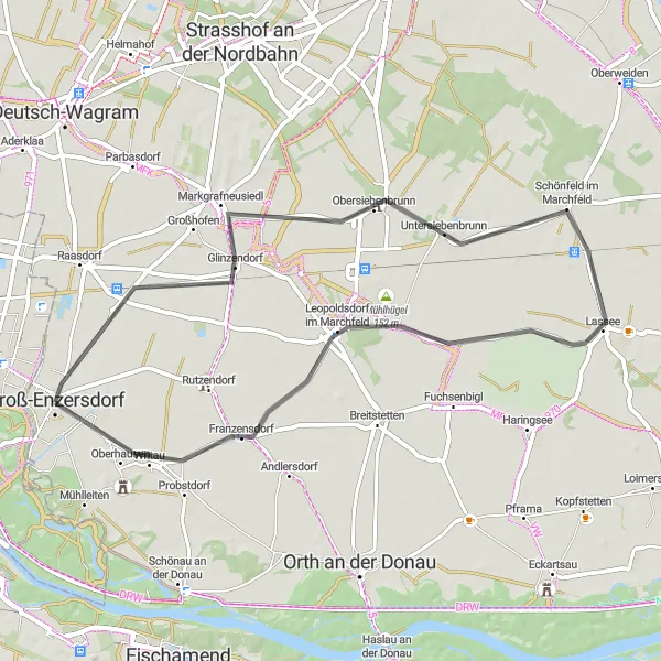 Miniature de la carte de l'inspiration cycliste "Tour de la campagne de Niederösterreich" dans la Niederösterreich, Austria. Générée par le planificateur d'itinéraire cycliste Tarmacs.app