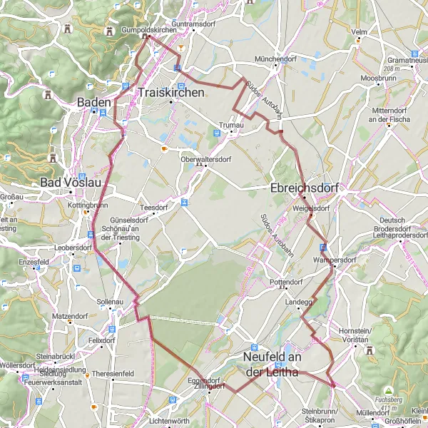 Map miniature of "Gravel Adventure" cycling inspiration in Niederösterreich, Austria. Generated by Tarmacs.app cycling route planner