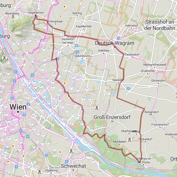 Map miniature of "Gravel Adventure" cycling inspiration in Niederösterreich, Austria. Generated by Tarmacs.app cycling route planner