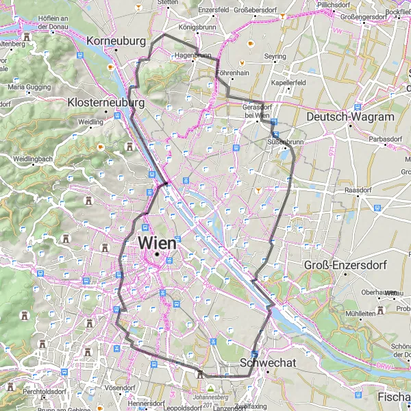 Miniatura della mappa di ispirazione al ciclismo "Viaggio tra storia e cultura" nella regione di Niederösterreich, Austria. Generata da Tarmacs.app, pianificatore di rotte ciclistiche