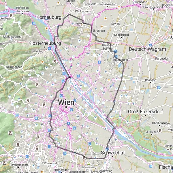 Miniaturekort af cykelinspirationen "Landevejscykelrute gennem Niederösterreich" i Niederösterreich, Austria. Genereret af Tarmacs.app cykelruteplanlægger