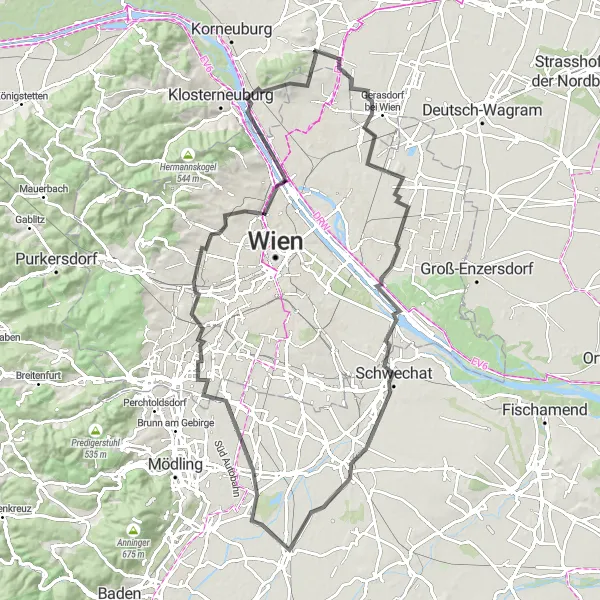 Miniature de la carte de l'inspiration cycliste "Découverte des Paysages Autrichiens" dans la Niederösterreich, Austria. Générée par le planificateur d'itinéraire cycliste Tarmacs.app