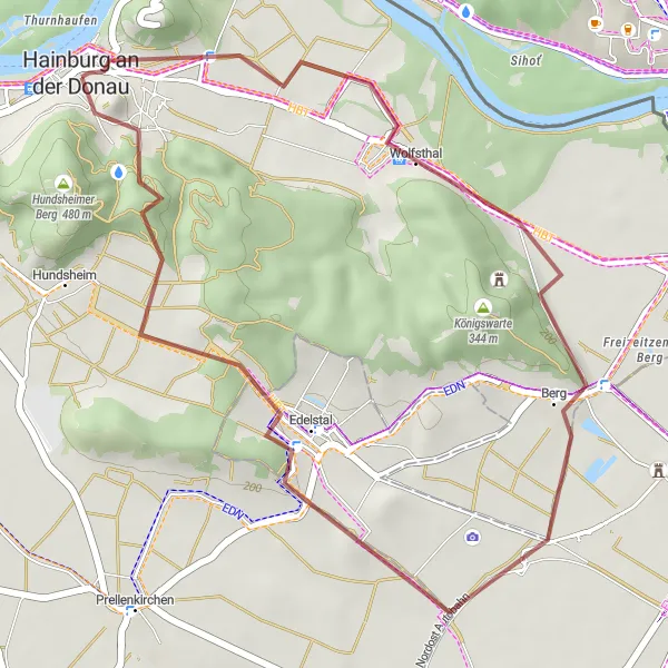 Miniaturní mapa "Gravel Route Braunsberg - Schloss Walterskirchen loop" inspirace pro cyklisty v oblasti Niederösterreich, Austria. Vytvořeno pomocí plánovače tras Tarmacs.app