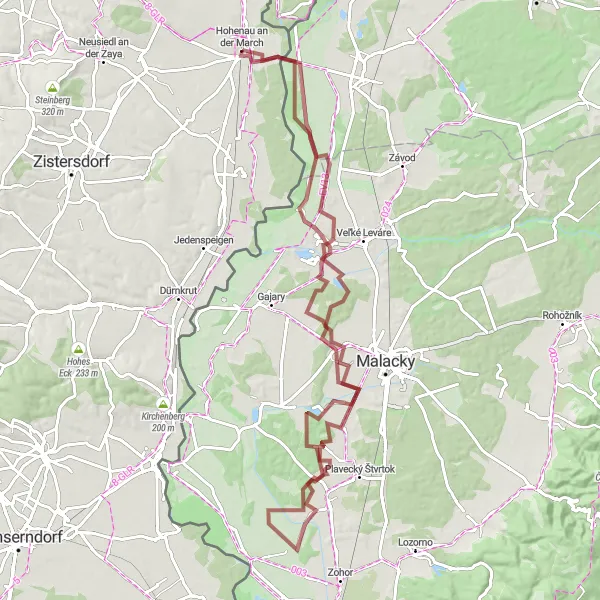 Miniaturní mapa "Gravel Hohenau Bike Loop" inspirace pro cyklisty v oblasti Niederösterreich, Austria. Vytvořeno pomocí plánovače tras Tarmacs.app