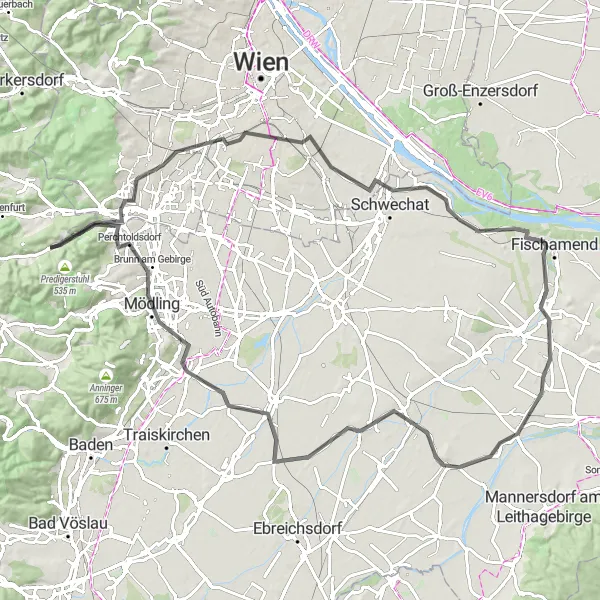 Miniaturní mapa "Okružní jízda na kole kolem Kaltenleutgebenu" inspirace pro cyklisty v oblasti Niederösterreich, Austria. Vytvořeno pomocí plánovače tras Tarmacs.app