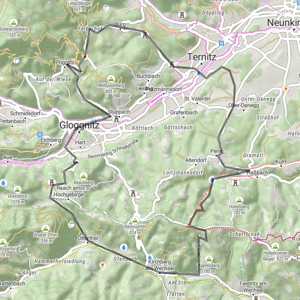 Map miniature of "Scenic Delights" cycling inspiration in Niederösterreich, Austria. Generated by Tarmacs.app cycling route planner