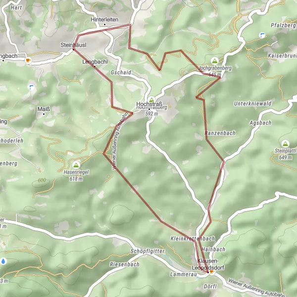 Miniatuurkaart van de fietsinspiratie "Hollerriegel Ontdekkingstocht" in Niederösterreich, Austria. Gemaakt door de Tarmacs.app fietsrouteplanner