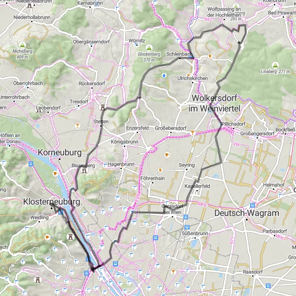 Miniaturekort af cykelinspirationen "Panoramaoplevelser til Seyringer Rodelhügel og ÖAMTC Fahrrad Stützpunkt" i Niederösterreich, Austria. Genereret af Tarmacs.app cykelruteplanlægger