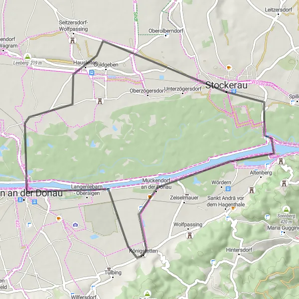 Miniatuurkaart van de fietsinspiratie "Wegfietsen naar Brunnberg-Warte en Wipfing" in Niederösterreich, Austria. Gemaakt door de Tarmacs.app fietsrouteplanner