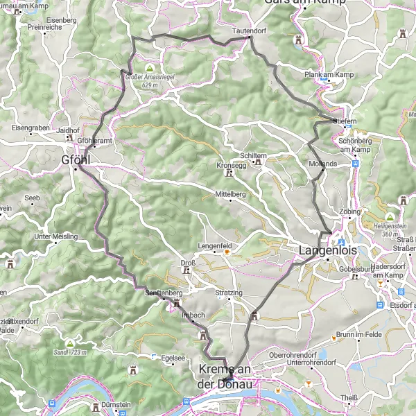 Map miniature of "The Road Adventure" cycling inspiration in Niederösterreich, Austria. Generated by Tarmacs.app cycling route planner