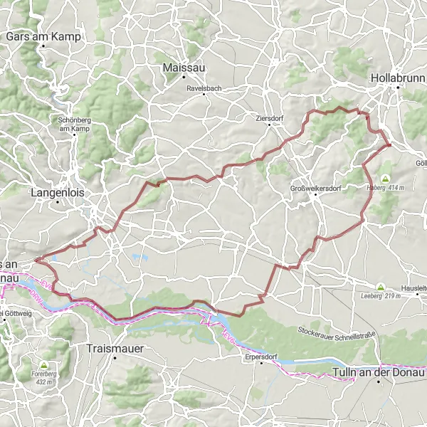 Zemljevid v pomanjšavi "Gorska avantura ob Donavi" kolesarske inspiracije v Niederösterreich, Austria. Generirano z načrtovalcem kolesarskih poti Tarmacs.app