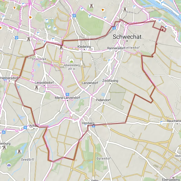 Map miniature of "The Himberg Loop" cycling inspiration in Niederösterreich, Austria. Generated by Tarmacs.app cycling route planner