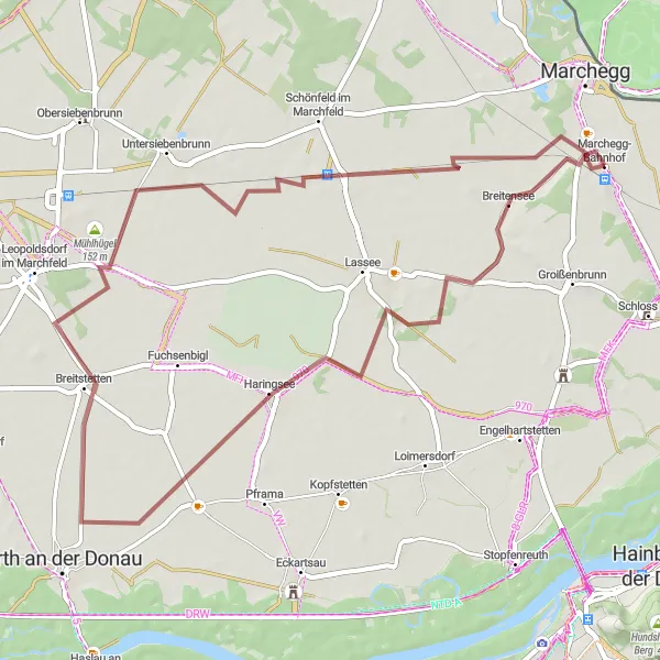 Miniatura mapy "Trasa gravelowa w okolicach Haringsee" - trasy rowerowej w Niederösterreich, Austria. Wygenerowane przez planer tras rowerowych Tarmacs.app