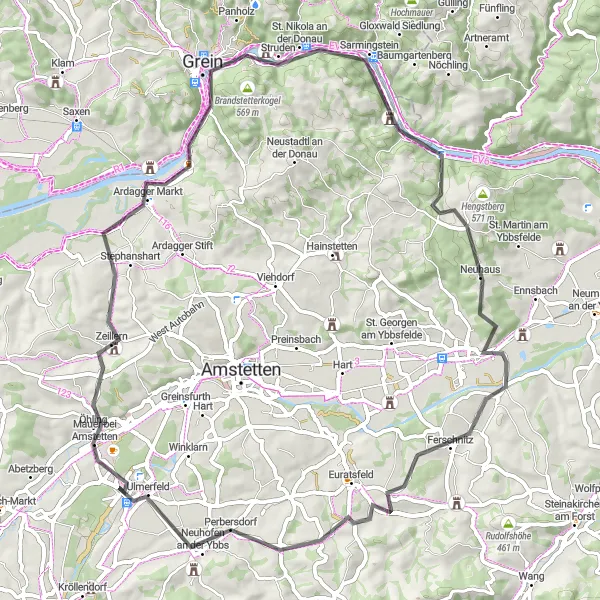 Miniatuurkaart van de fietsinspiratie "Historische route langs de Donau" in Niederösterreich, Austria. Gemaakt door de Tarmacs.app fietsrouteplanner