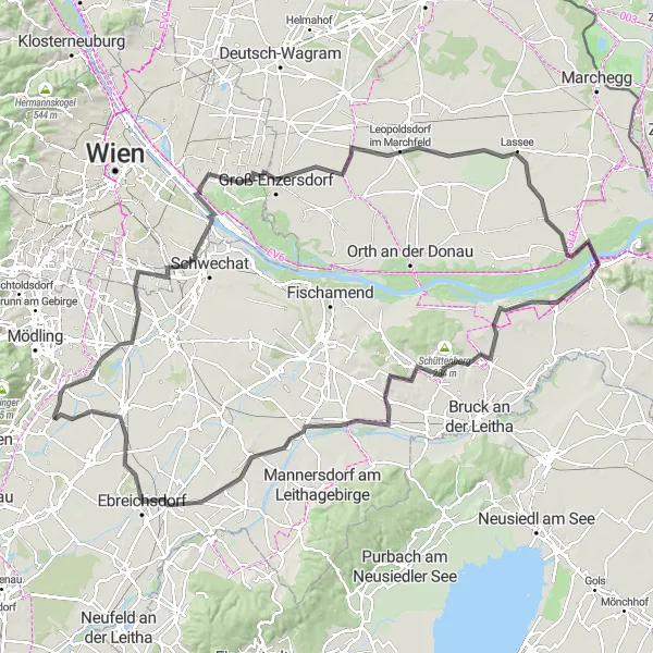 Miniatura della mappa di ispirazione al ciclismo "Il Viaggio Epico" nella regione di Niederösterreich, Austria. Generata da Tarmacs.app, pianificatore di rotte ciclistiche