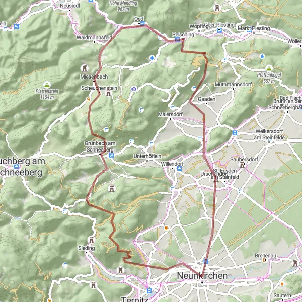 Karten-Miniaturansicht der Radinspiration "Ruine Neudegg Challenge" in Niederösterreich, Austria. Erstellt vom Tarmacs.app-Routenplaner für Radtouren