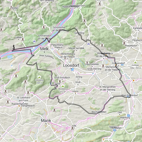 Miniatura mapy "Trasa do Ritzersdorf" - trasy rowerowej w Niederösterreich, Austria. Wygenerowane przez planer tras rowerowych Tarmacs.app