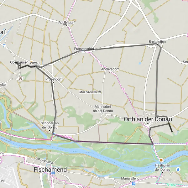 Miniatura mapy "Krótka Trasa Road w okolicach Oberhausen" - trasy rowerowej w Niederösterreich, Austria. Wygenerowane przez planer tras rowerowych Tarmacs.app