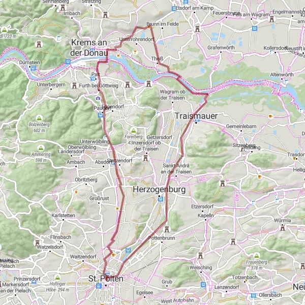 Miniaturekort af cykelinspirationen "Opdagelse af natur og kultur" i Niederösterreich, Austria. Genereret af Tarmacs.app cykelruteplanlægger