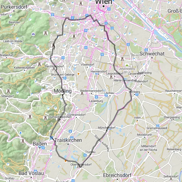 Miniaturekort af cykelinspirationen "Smukke landskaber og historiske seværdigheder" i Niederösterreich, Austria. Genereret af Tarmacs.app cykelruteplanlægger