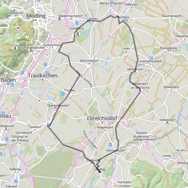 Miniaturní mapa "Kolební cesta kolem Oberwaltersdorfu" inspirace pro cyklisty v oblasti Niederösterreich, Austria. Vytvořeno pomocí plánovače tras Tarmacs.app