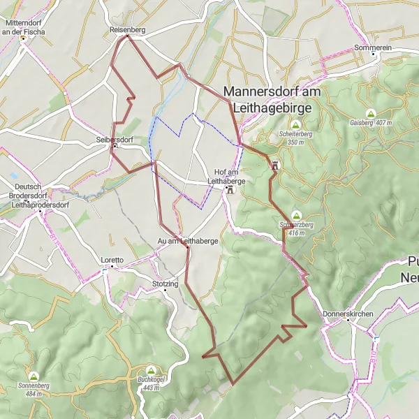 Kartminiatyr av "Gullberg utforskning" sykkelinspirasjon i Niederösterreich, Austria. Generert av Tarmacs.app sykkelrutoplanlegger